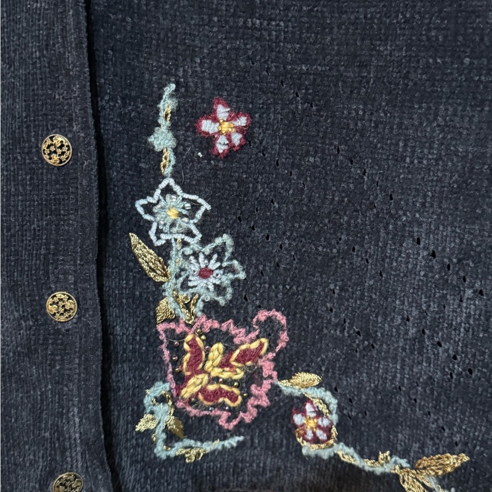Vintage Koret Sweater Vest Floral Embroidery Button Front Sz S - Picture 7 of 8